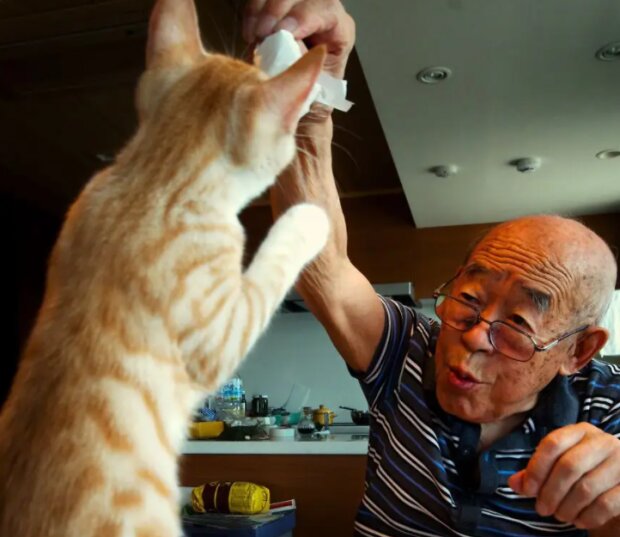 Die Frau weckte ihren Großvater wieder zum Leben, indem sie ihm ein Kätzchen schenkte